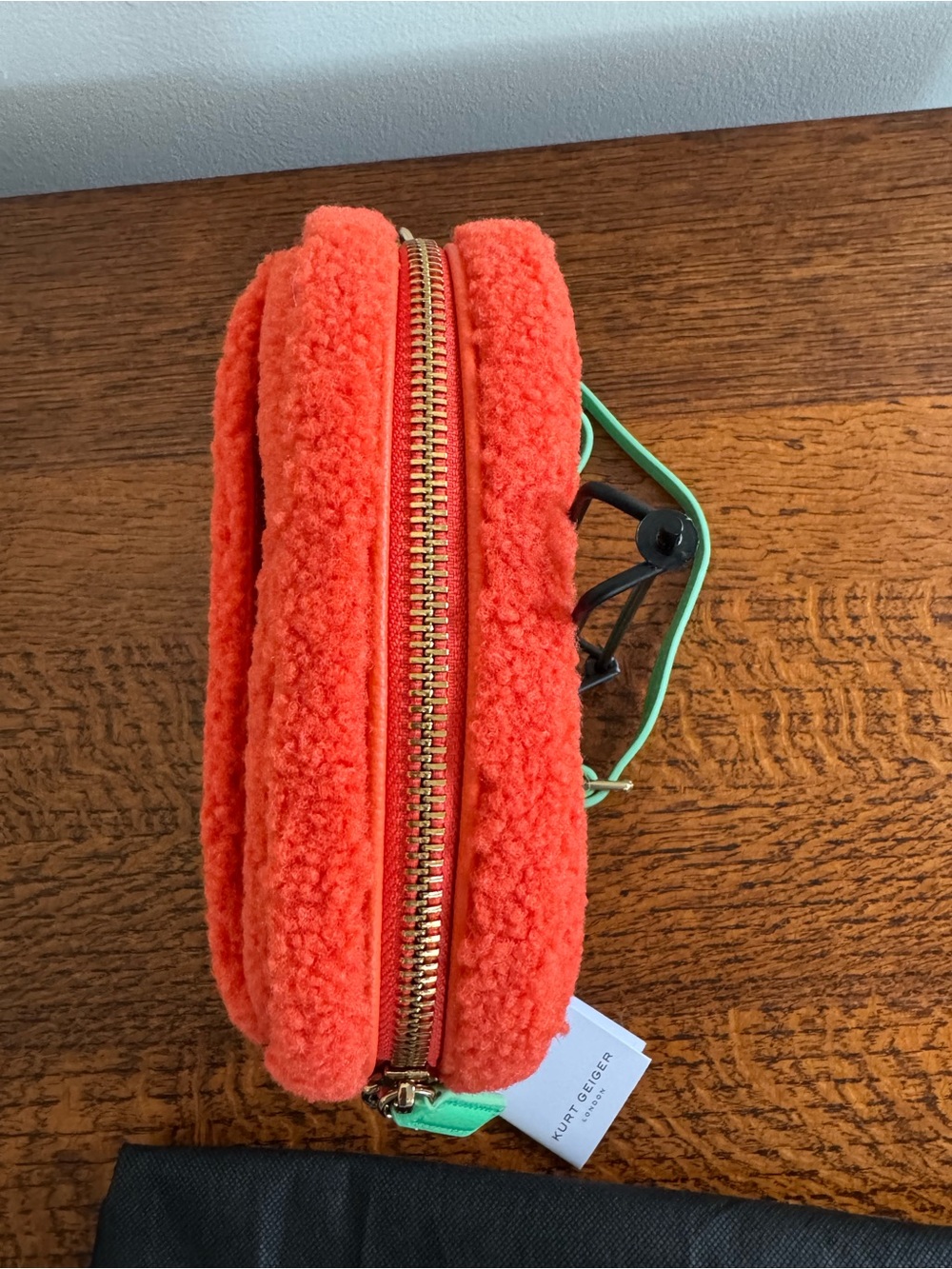 NWT Kurt Geiger London Chiswick Orange Faux Shearling Camera Bag w/ Two Straps - Picture 4 of 10